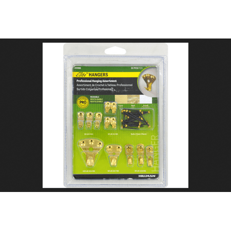 Classic Lb Brass - Hillman Elite 10 lb. Brass Classic Picture Hanging Set 32 pk
