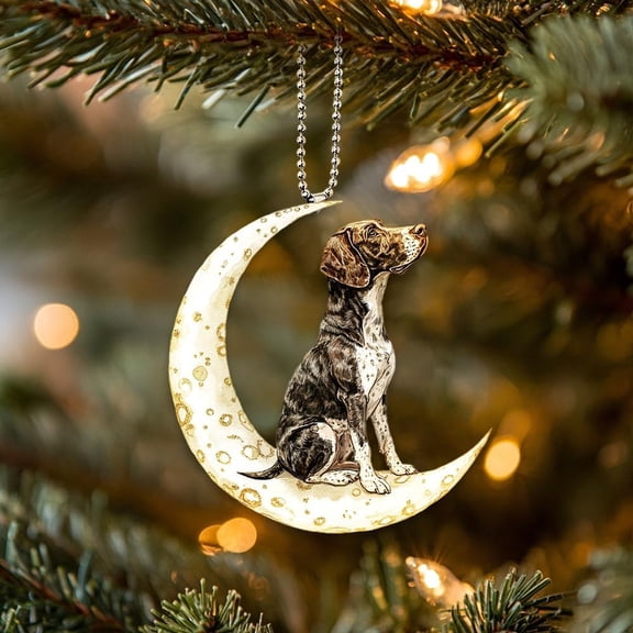 Unique German Shorthaired Pointer Ornament, Dog Sit On The Moon, German Shorthaired Pointer Dog Ornaments, Dog Car Hanging Ornament, Dog Lover Gifts, Dog Owner Gifts 2D Flat 3in Acrylic