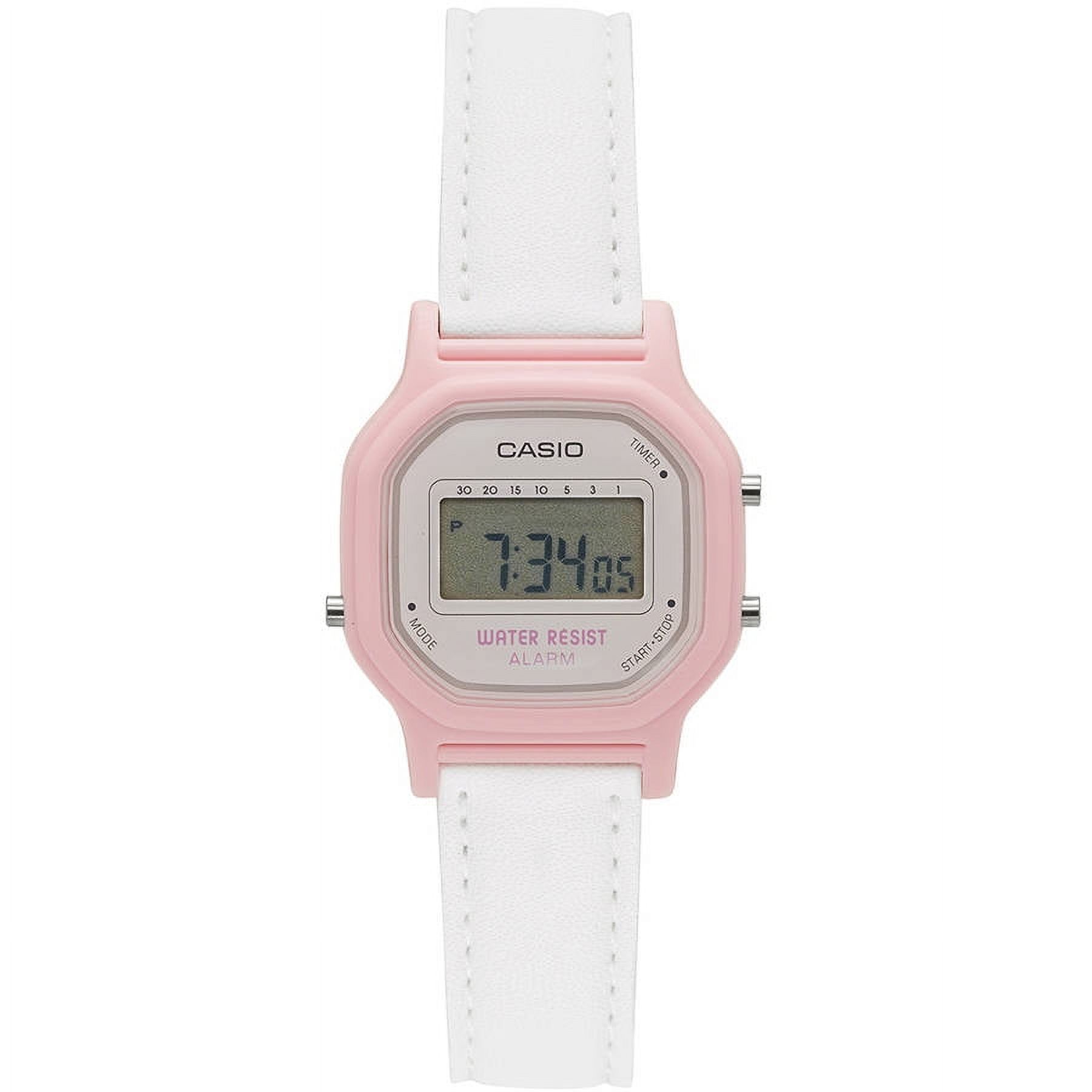 Women's Casual Digital Watch, White/Pink LA11WL-4A