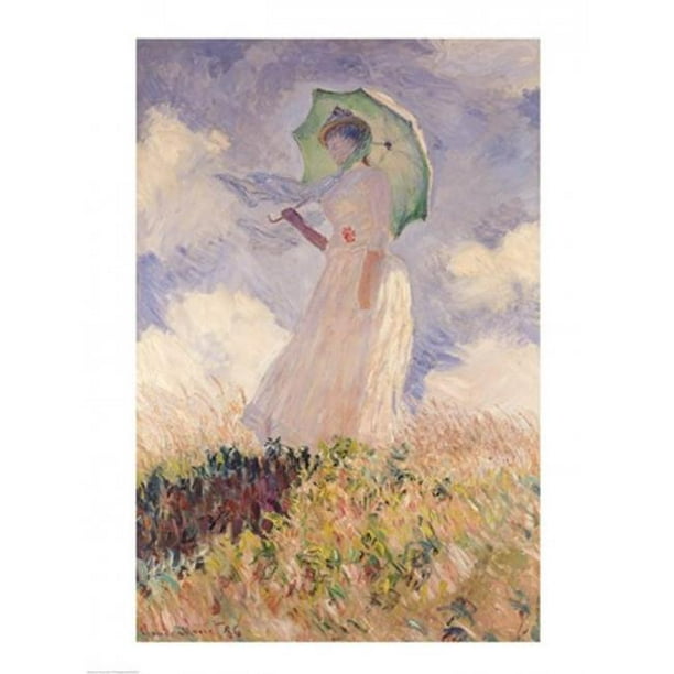 Posterazzi BALXIR16615 Femme avec Parasol Tourné vers la Gauche 1886 Affiche Imprimée par Claude Monet - 18 x 24 Po.