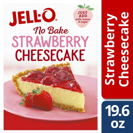 (3 Pack) Jell-O No Bake Strawberry Cheesecake Mix, 19.6 oz (Best Strawberry Cake Mix)