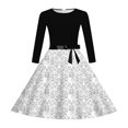 thumbnail image 4 of oqasdz Robes pour Filles Robe de Fête Imprimée avec Lacets devant Manches Longues et Fermeture Élastique Arrière pour Fête de Vacances, 4 of 5