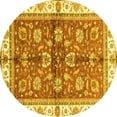thumbnail image 1 of Ahgly Company Machine Washable Indoor Round Oriental Yellow Traditional Area Rugs, 6' Round, 1 of 4