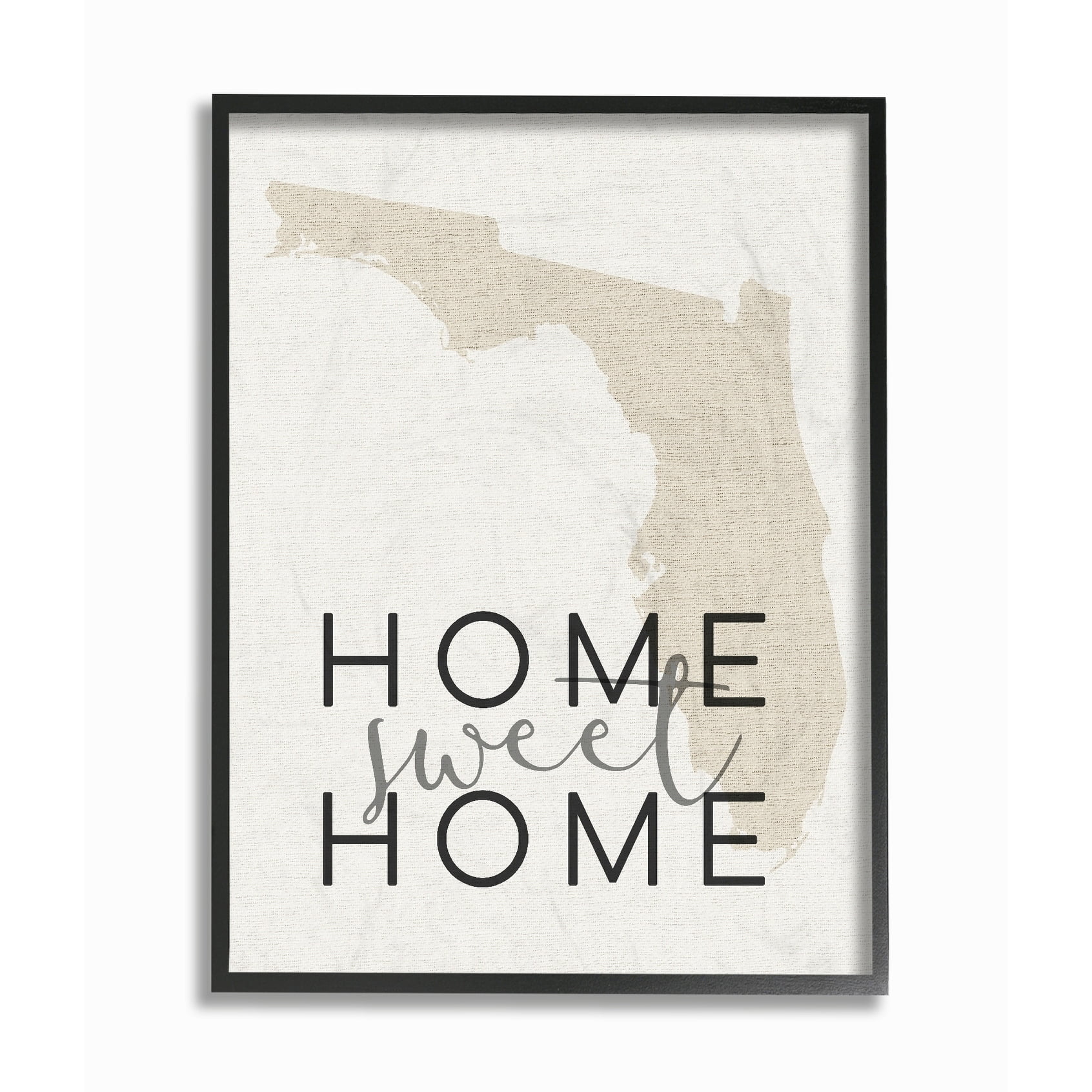 The Stupell Home Decor Collection Home Sweet Home Florida Typography Framed Giclee Texturized Art, 11 x 1.5 x 14