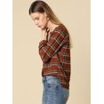 thumbnail image 4 of INSPIRE CHIC Camisa vintage abotonada para mujer Blusa a cuadros con cuello dividido Tops marrón XS, 4 of 6