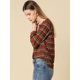 thumbnail image 4 of INSPIRE CHIC Camisa vintage abotonada para mujer Blusa a cuadros con cuello dividido Tops marrón XS, 4 of 6