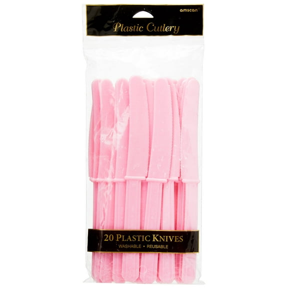 Amscan New Pink Plastic Knives, 20 Ct.