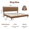 thumbnail image 4 of Frostbloom King Size Faux Leather Platform Bed Frame with Adjustable Headboard, Dark Brown, 4 of 9