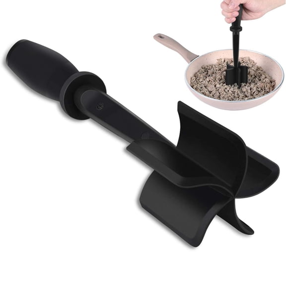 Meat Chopper, Multifunctional Good Cook Heat Resistant Nylon Soft Grip Ground Beef Meat Chopper Utensil, Hamburger Meat Chopper for Non Stick Blends and Mashes, Mix Chopper, Black