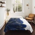thumbnail image 4 of Navy Blue Gold Tapestry for Bedroom Wall Hanging Tapestry, Abstract Line Art Troditional Ink Painting Ceiling Backdrop Tapestries Poster Blanket Wall Decor for Teens Room Living Room Dorm 59" x 79", 4 of 8