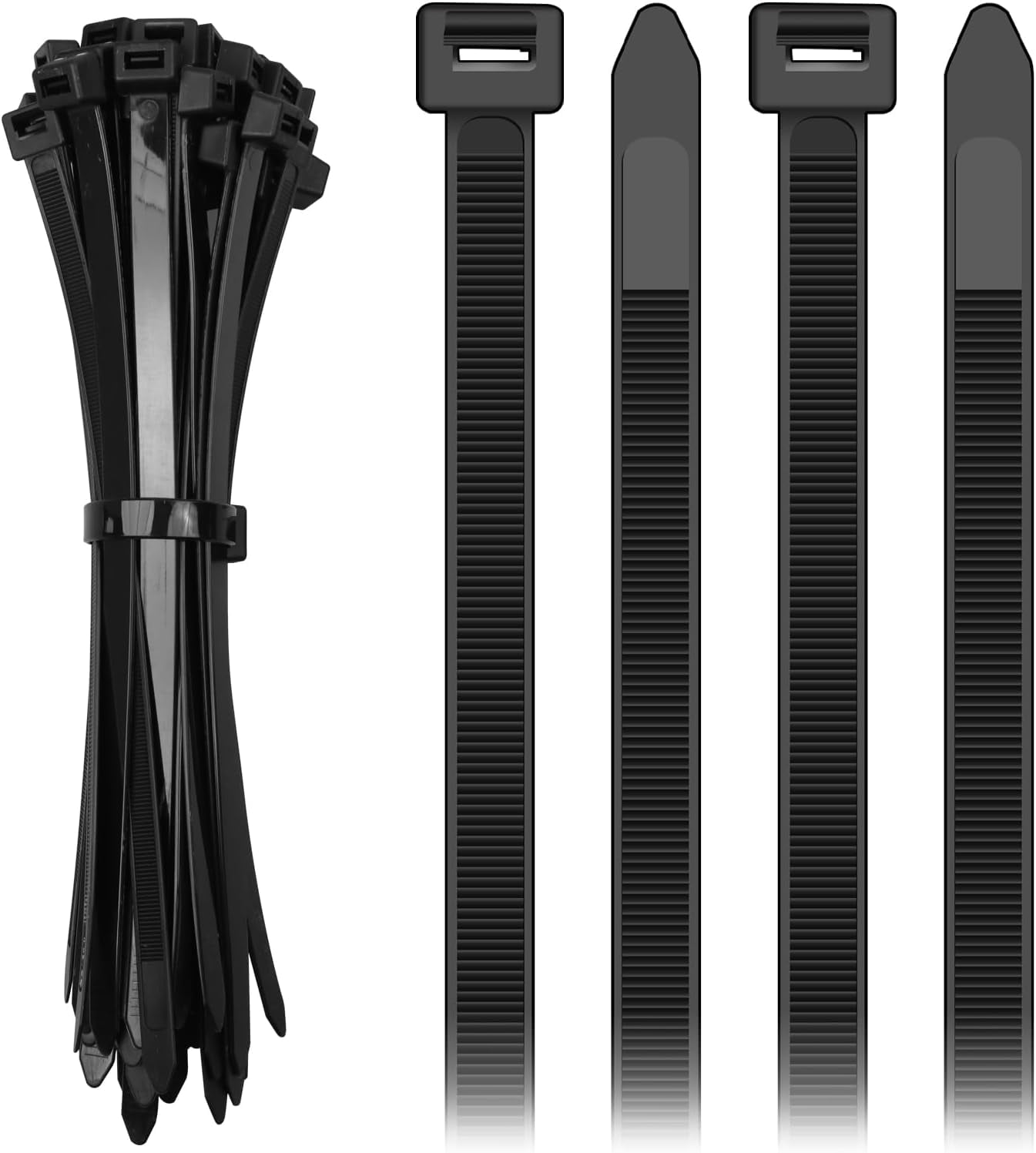 Large ties, heavy-duty, 251-pound weight capacity, 1/2-inch wide, 12-inch long, heavy-duty 251-pound tensile strength, large ties tensile strength, 50 pcs