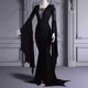 thumbnail image 5 of Vestido largo gótico de vampiro medieval con cordones negros para mujer, tallas S a 5XL, disfraz de bruja y fantasma sexy para Halloween, Morticia Addam, 5 of 5