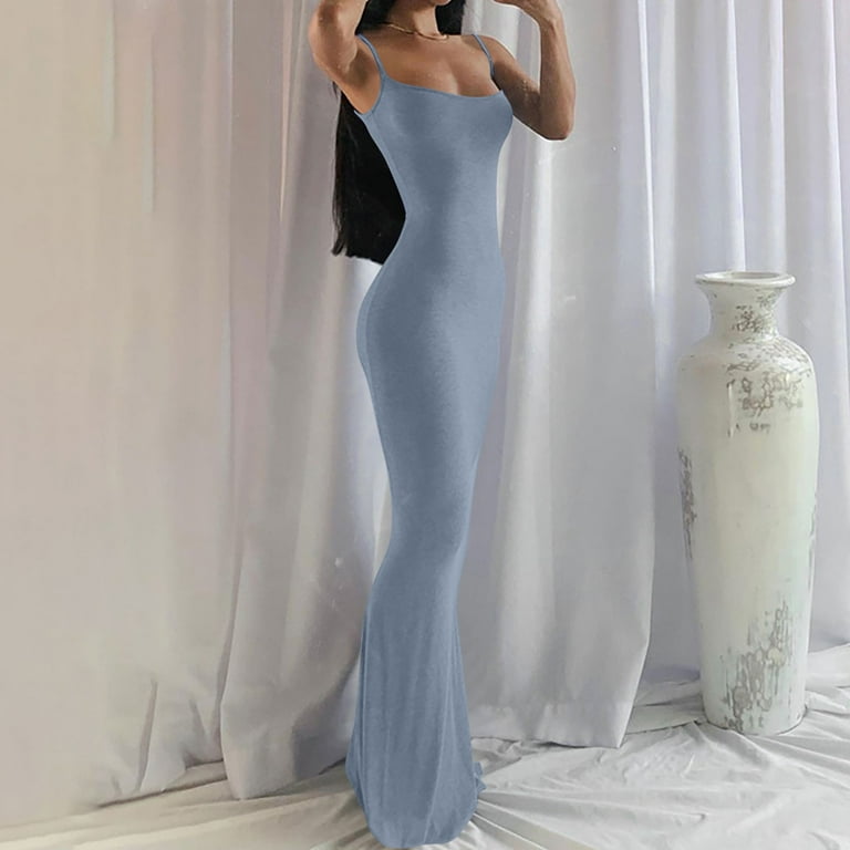 Dptalr George Women's Spaghetti Strap Dress, Bodycon, Backless, Maxi,#Blue,Size XL Dptalr George Women's Spaghetti Strap Dress, Bodycon, Backless, Maxi,#Blue,Size XL