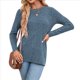 thumbnail image 1 of Camisas de Larga para Mujer, Cuello Redondo, Túnicas Casuales Azul XL, 1 of 8