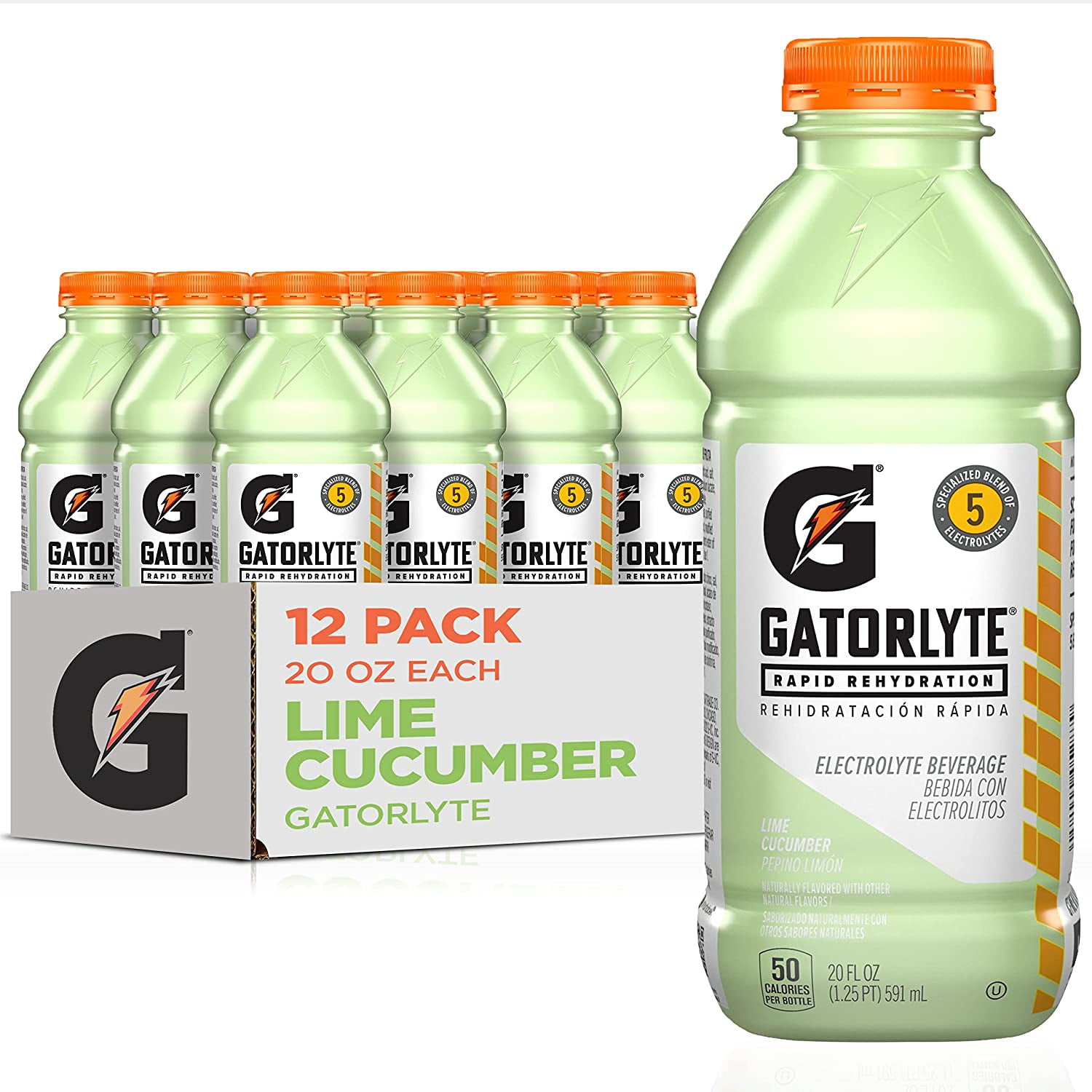 Gatorlyte Rapid Rehydration Electrolyte Beverage, Lime Cucumber, 20Oz