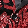 thumbnail image 5 of YLSDY Men Fashion Velvet Sequins Floral Pattern Suit Jacket Blazer Tuxedo Peak Lapel One Button Dinner Party Prom Wedding Suit Jacket Red M, 5 of 9