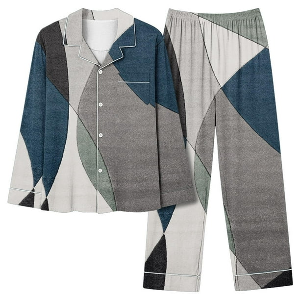 FAIWAD Ensemble Pyjama pour Femmes Chemises et Pantalons à Manches Longues à Imprimé Géométrique