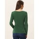 thumbnail image 4 of Blusa básica de manga larga con cuello redondo y frente giratorio para mujer Verde Oscuro S, 4 of 6