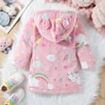 thumbnail image 3 of Kiijoy Big Girls Cartoon Flannel Hooded Bathrobe Sleepwear Robe with Belt, Sizes 7-8, 3 of 6