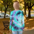 thumbnail image 4 of XADYUY Girls Long Sleeve Shirts Size 6 Crewneck Winter T-Shirts for Kids Girls Trendy Basic Girls Tops Cotton Tie Dye Girls Tunic Tops 6-7 Years,Cyan, 4 of 6