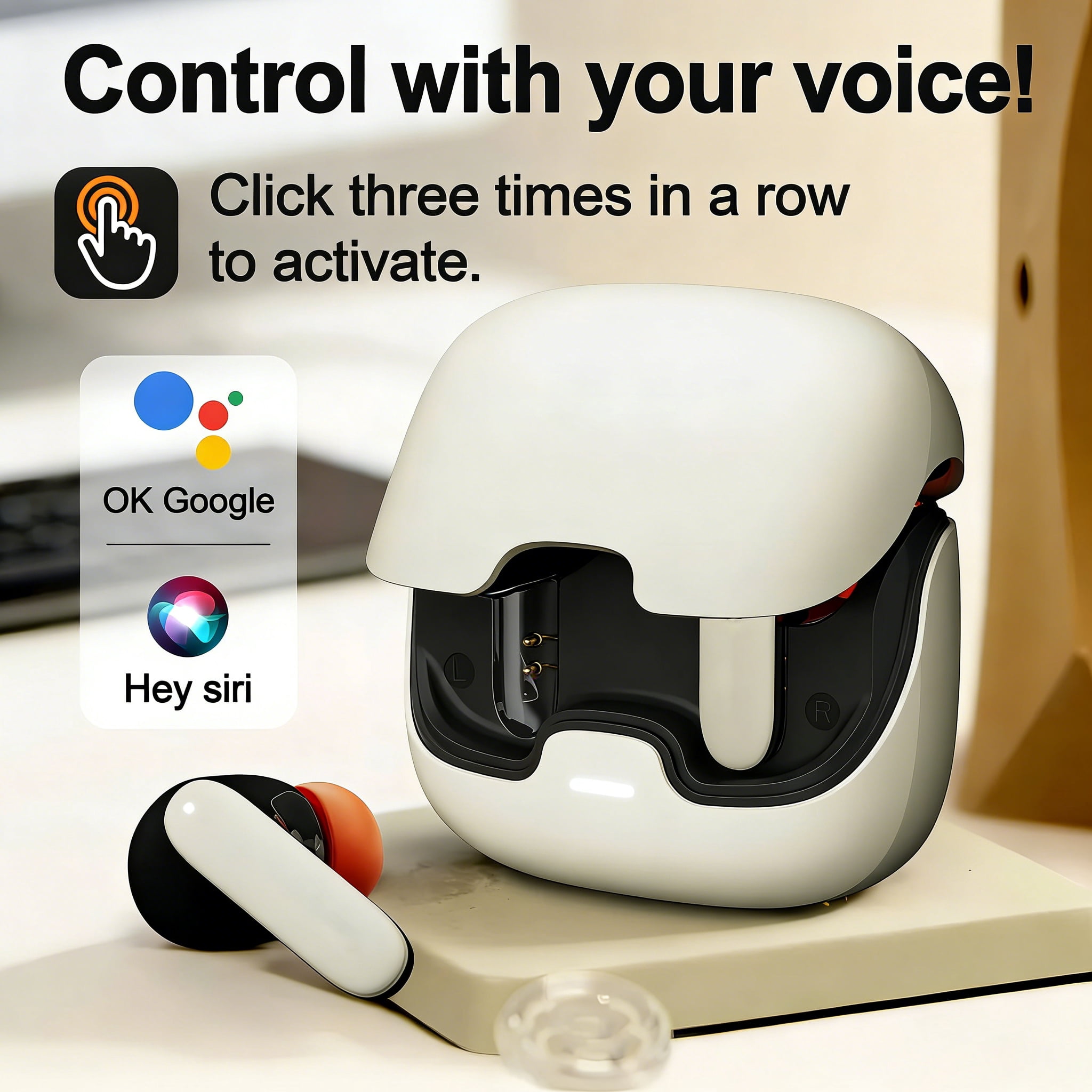 Wireless Earbuds, Wireless Headphones HiFi Stereo Earphones with 4 ENC Noise Canceling Mic, 70Hs Playtime In Ear Earbud Waterproof, Bluetooth 5.3 Sport Earphones for Android iOS White