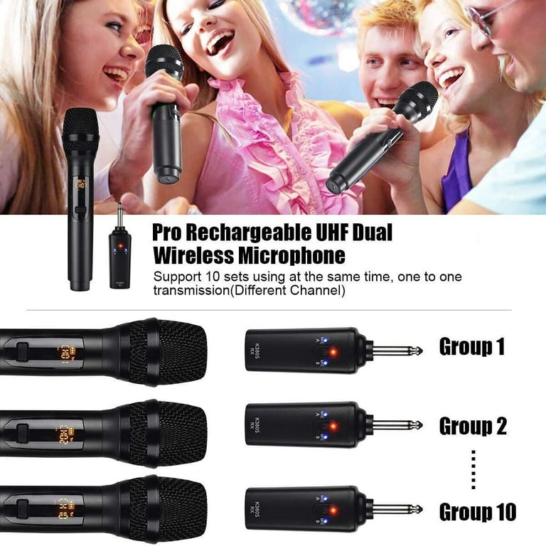 Wireless Microphone System Professional Handheld Dynamic Mic Cordless  Microphone