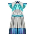 thumbnail image 4 of TiaoBug Girls Halloween Alien Dresses Cap Sleeve High Waist Metallic A-Line Dress Space Dress Up Blue 12, 4 of 7