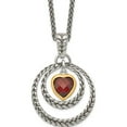 thumbnail image 1 of Sterling Silver With Gold-Tone Flash Gold-Plated Garnet Heart Necklace (18 X 21) Made In Thailand qtc27, 1 of 5