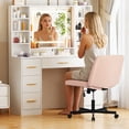 thumbnail image 6 of Dkelincs Criss Cross Chair Vanity Chair, Wide Seat Office Desk Chair with Adjustable Height, Armless Computer Task Chair for Adults, 360°Swivel, Pink, 6 of 7