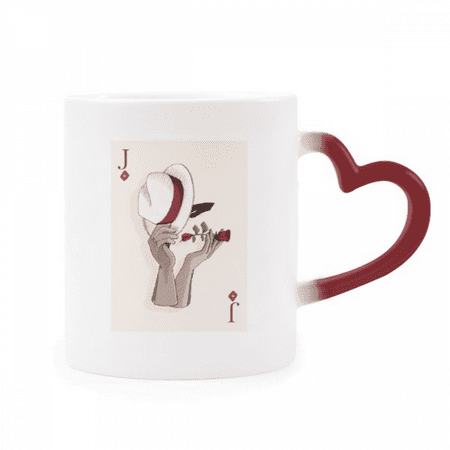 

playing cards j pattern heat sensitive mug red color changing stoneware cup