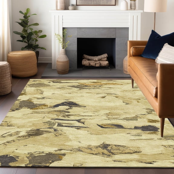 Addison Rugs Machine Washable Indoor/ Outdoor Abstract Contemporary Chantille Rug 10' x 14' - Gold