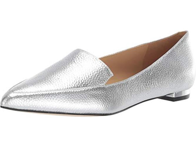 nine west silver flats