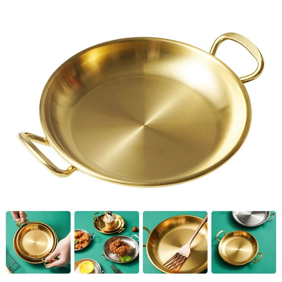 Moluckfu Stainless Steel Plates With Handles Serving Tray Stainless Steel 1Pack 7.1x5.6x0.8in