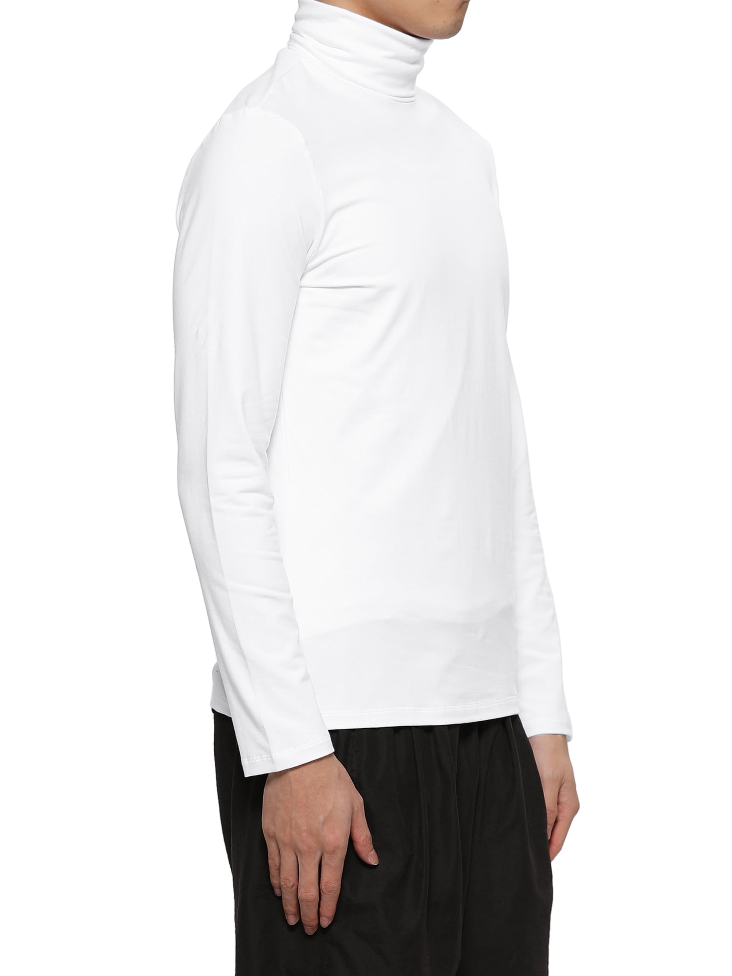 Unique Bargains Men's Pullover Lightweight Long Sleeve Top Turtleneck T-Shirt 38 White