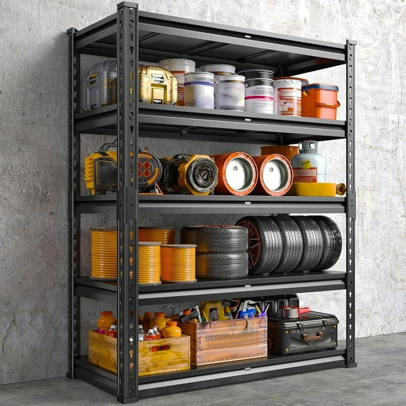 5-Tier Garage Shelving 72" H x 40" W x 18" D Heavy Duty Storage Shelves 2700LBS Adjustable Metal Storage Utility Rack for Commercial Warehouse Pantry Kitchen,Black