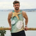 thumbnail image 6 of KLL Starfish And Seashell Print Men's Muscle Gym Workout Stringer Tank Tops Bodybuilding Fitness T-Shirts Tank Tops Men-X-Large, 6 of 7