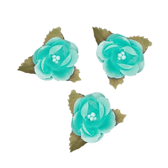 Flor Azucena de Tela Color Verde Menta 84 Piezas con Hoja Verde y Tallo de Alambre
