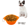 thumbnail image 4 of Kewoow Set of 2 Silicone Bowl collapsable Dog & Cat. Foldable with a carabiner/clip, Travel expandable pet dish for water or food, Small-medium-Large sized pets, 28.74 fl oz/ 4 us cup. Orange, 4 of 10