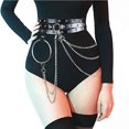 thumbnail image 2 of Cinturón de cintura punk, cadena de cuero negro, cadenas para el vientre, accesorios góticos para el cuerpo en capas para mujeres y niñas JM, 2 of 6