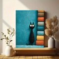 thumbnail image 6 of Whimsical Black Cat Toilet Paper Canvas Print, Blue Hue Playful Animal Art, Multi-Room Bathroom Bedroom Wall Decor, 6 of 8