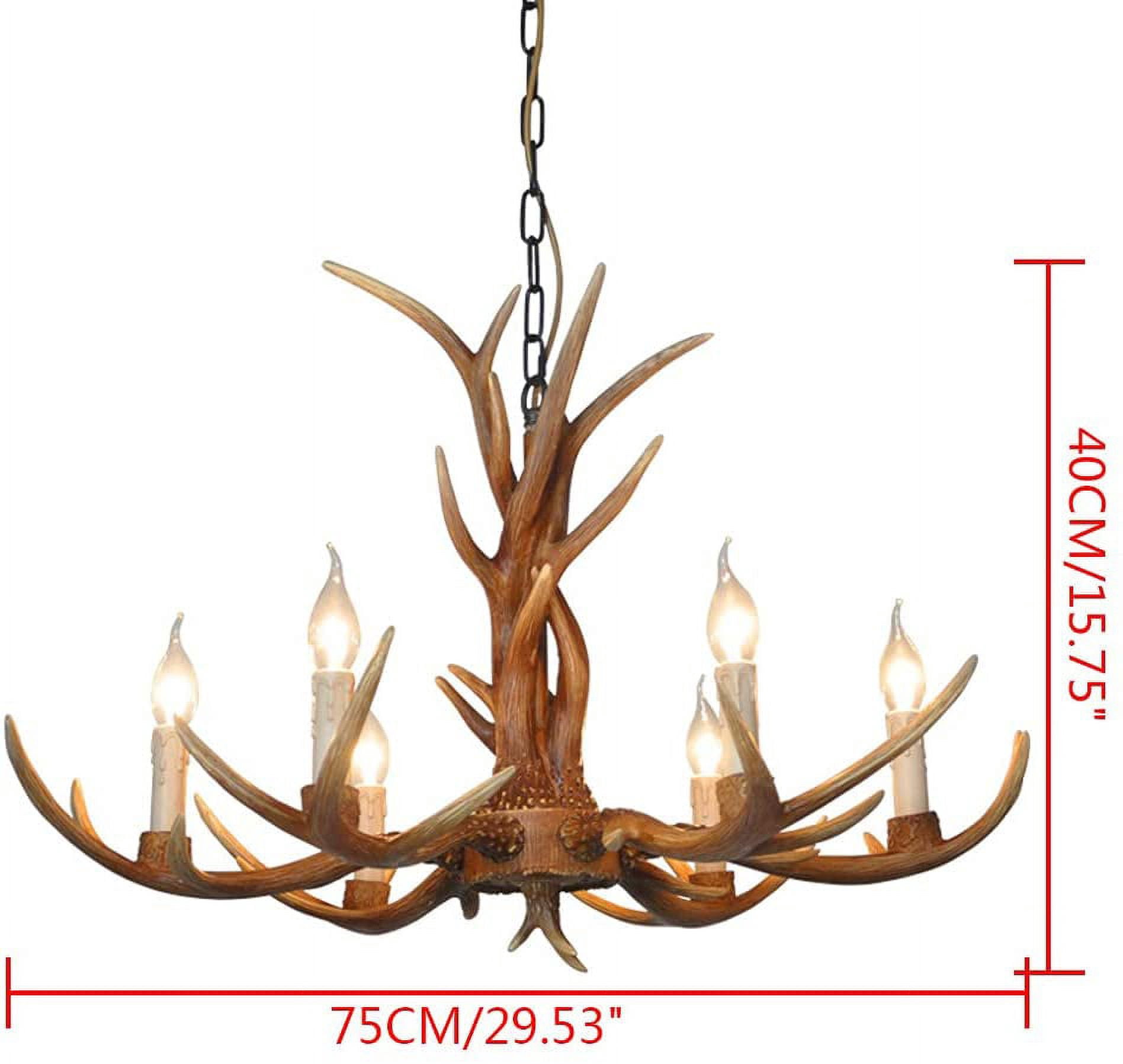 Miumaeov 6 Head Candle Antler Chandelier, Vintage Resin Deer Horn, Antler Chandeliers E12, Pendant Light Home Decoration