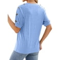 thumbnail image 6 of SLADYGLO Women Crew Neck Raglan Short Sleeve Buttons Decorative T-Shirt, 6 of 7