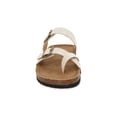thumbnail image 3 of Women’s Cork Footbed Sandals – Double Buckle Slip-On with Toe Loop, Comfortable Summer Slide Sandals for Walking & Casual Wear, 3 of 5