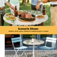 thumbnail image 6 of Elastic Fitted Round Tablecloth, Spring Botanical Waterproof Stretch Table Cover for 55"-60" Tables, Watercolor Leaves Flowers Birds Beige Washable Outdoor Tablecloths for Patio, Picnic, Camping, 6 of 9