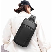 BANGE Unisex 11-Inch Separate Compartment Crossbody Bag, Lightweight Waterproof Commuter Bag(Black)