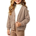 thumbnail image 4 of Umfun Girls V-Neck Button Down Cardigan - Soft Fleece Relaxed Fit Sweater with Front Pockets Casual Layer Outerwear for School and Home Lounging, 4 of 8