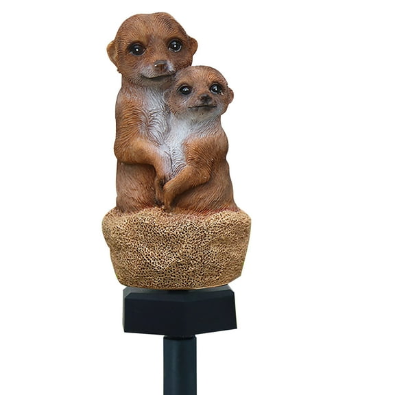 Vikakiooze Solar Powered Garden Statue,Cute Meerkat Garden Statue,Funny Meerkat Statues with Solar Powered Lights,Animal Ornament Outdoor Figurine for Balcony Patio Lawn Yard Decorations