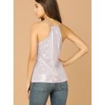 thumbnail image 3 of INSPIRE CHIC Blusa Lentejuela Plateada Brillante Cuello V A-Línea Top Camisola Con Correa De Ribete Para Mujer Rosado M, 3 of 6