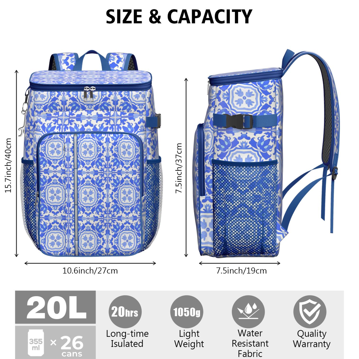 Cooler Backpack Insulated Backpack Cooler for Men & Women,Bohemian Tribal Lunch Backpack for Picnic Lunch Hiking