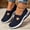 Blue, variant on Women's Woven Orthopedic Breathable Soft Shoes Arch Support, Slip-On Lightweight Flat Soft Shoes Diabetic Foam Walking Shoes
